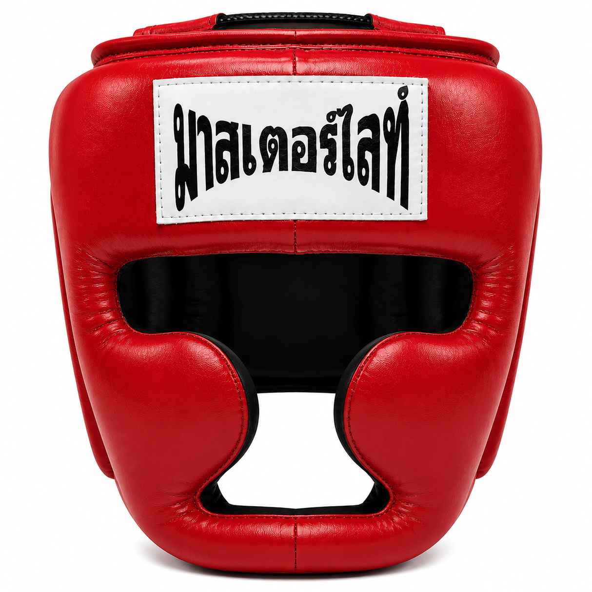 Thaismai Boxing Head Gear Cheek & Chin - Leather (Red)