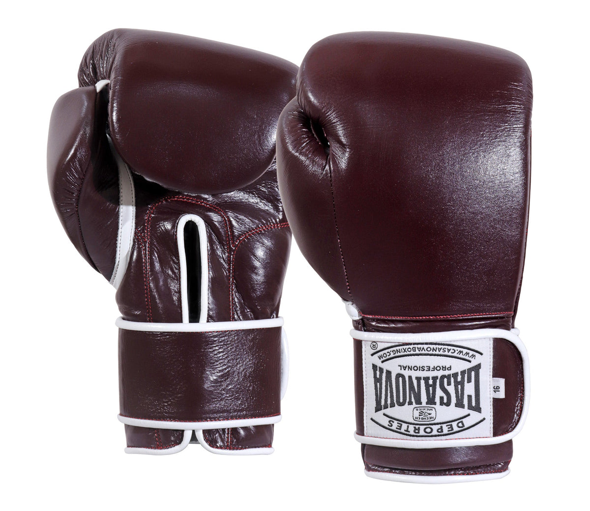 (NEW) Casanova® Boxing Professional Hook & Loop Boxing Gloves - Burgundy