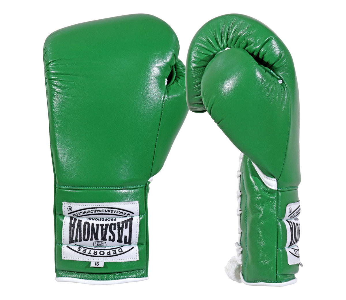 (NEW) Casanova® Boxing Professional Lace-Up Boxing Gloves - Green