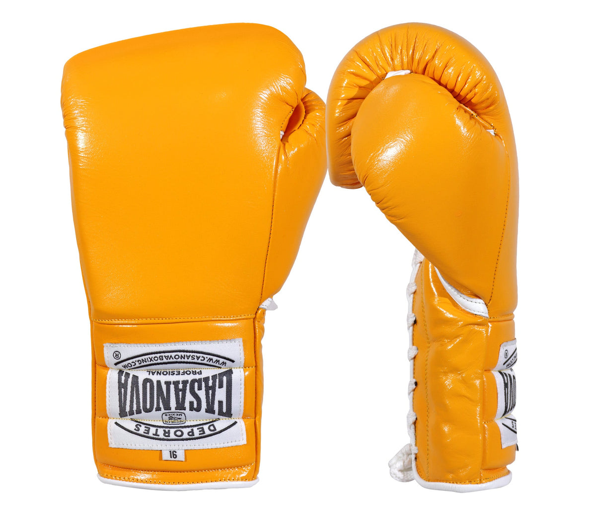 (NEW) Casanova® Boxing Professional Lace-Up Boxing Gloves - Yellow