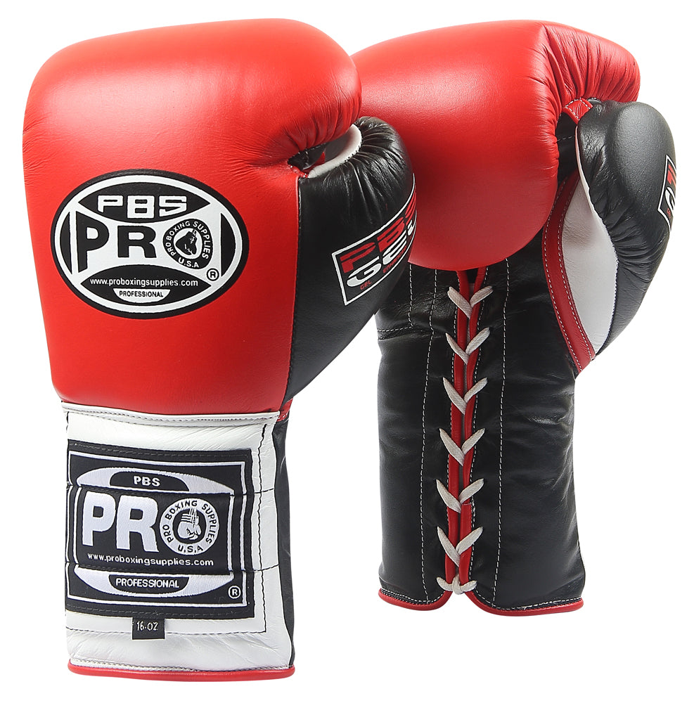 Pro Boxing® Ultimate Lace-Up Boxing Gloves – Red/Black – Pro Boxing Supplies