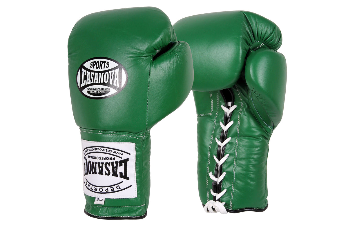 Casanova Boxing® Professional Lace Up Training Gloves Green Pro