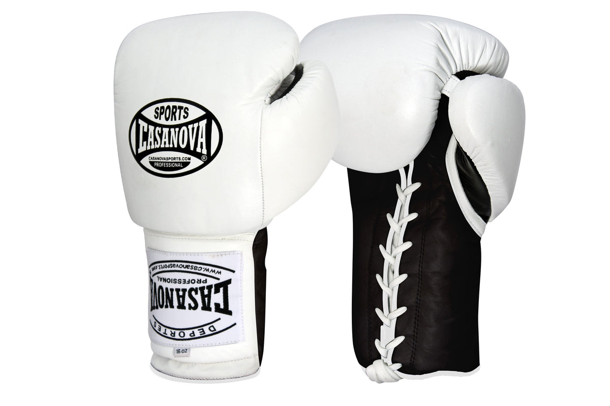 Casanova Boxing® Professional Lace Up Training Gloves White Pro