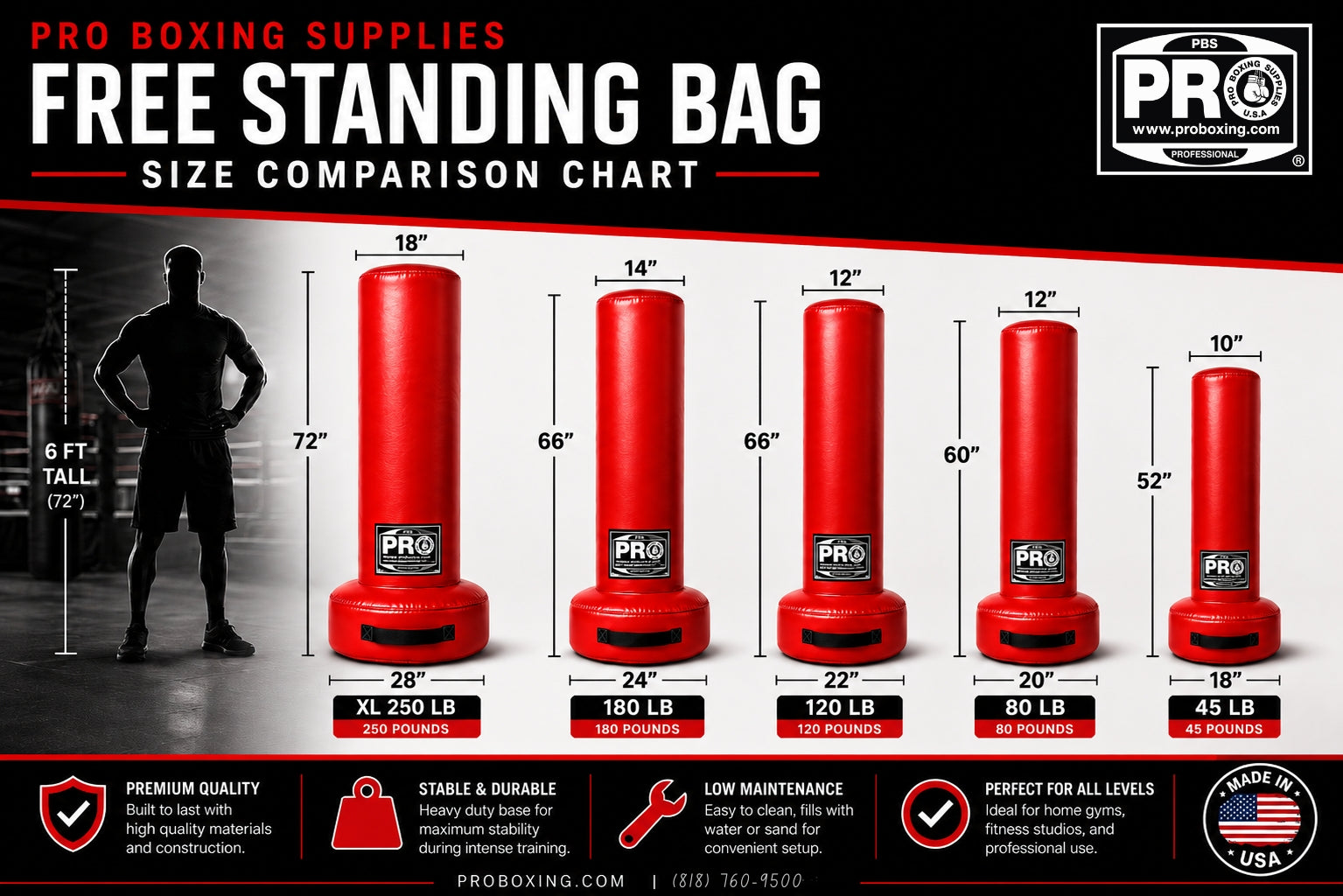 ProBoxing® 120 LBS Free Standing Bag - Light Brown – ProBoxing