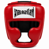 Thaismai Boxing Head Gear Cheek & Chin - Leather (Red)