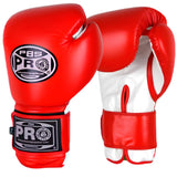 ProBoxing® Classic Leather Boxing Gloves - Training Gloves - Red & White
