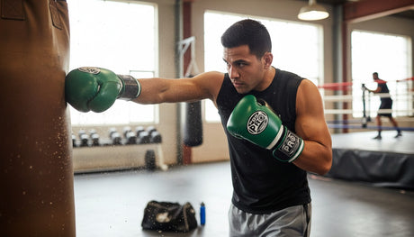 ProBoxing® Classic Leather Boxing Gloves - Training Gloves - Green & Black
