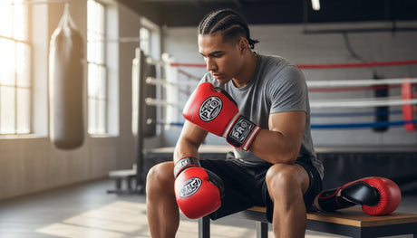 ProBoxing® Classic Leather Boxing Gloves - Training Gloves - Red & Black