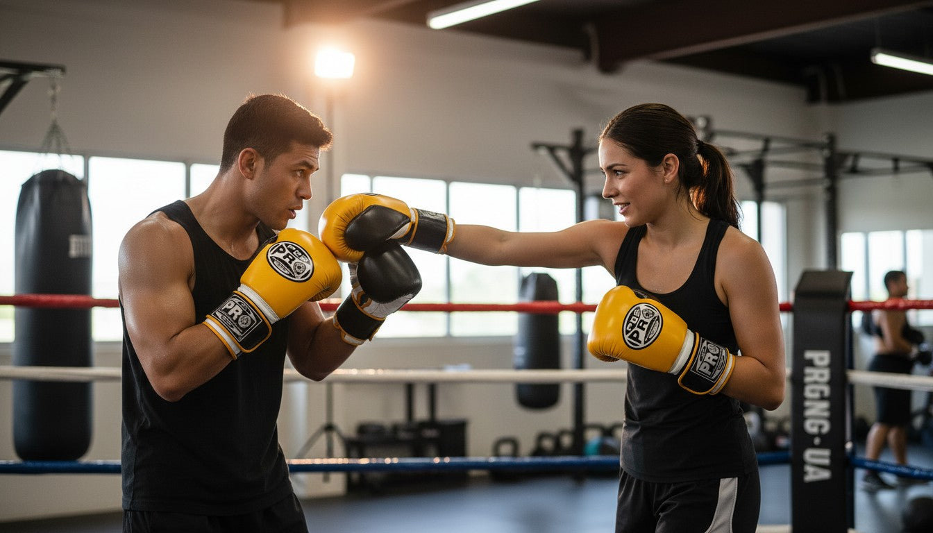 ProBoxing® Classic Leather Boxing Gloves - Training Gloves - Yellow & Black