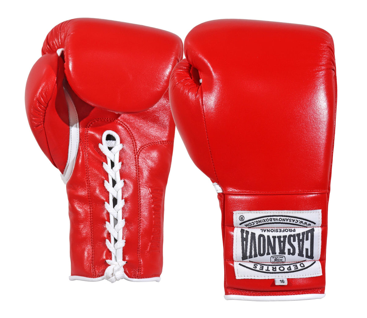 (NEW) Casanova® Boxing Professional Lace-Up Boxing Gloves - Red