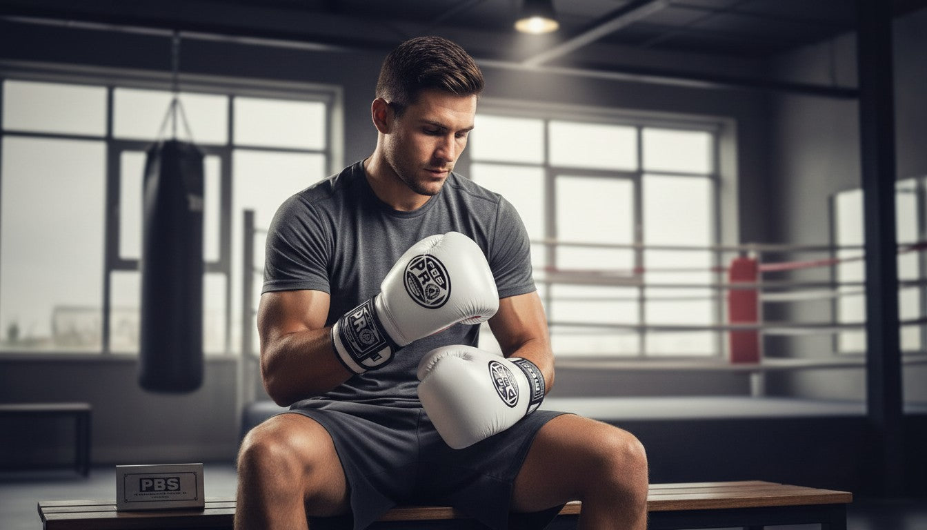 ProBoxing® Classic Leather Boxing Gloves - Training Gloves - White & Red