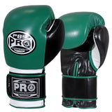 ProBoxing® Classic Leather Boxing Gloves - Training Gloves - Green & Black