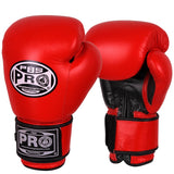 ProBoxing® Classic Leather Boxing Gloves - Training Gloves - Red & Black