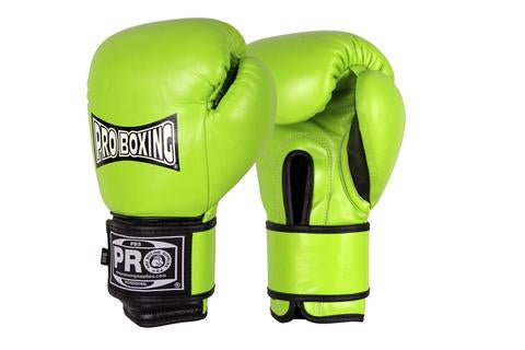 ProBoxing® Classic Leather Training Gloves - Lime Green