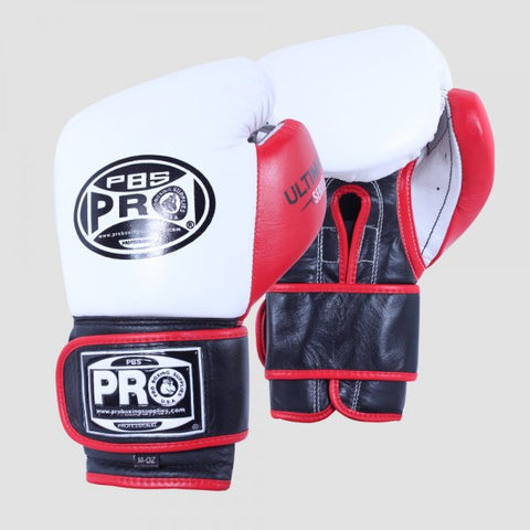 ProBoxing® Ultimate Hook and Loop Boxing Gloves – White/Black/Red