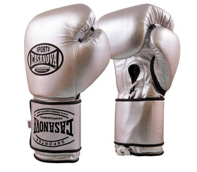 Casanova Boxing® Hybrid Boxing Gloves w/ Hook & Loop - Silver