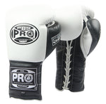 ProBoxing® Series Gel Lace Gloves - White/Black with Black Thumb