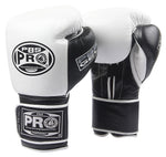 ProBoxing® Series Gel Hook and Loop Gloves - White/Black with Black Thumb