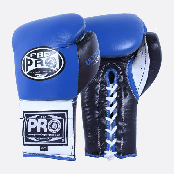 ProBoxing® Ultimate Lace-Up Boxing Gloves – Blue/Black – Pro