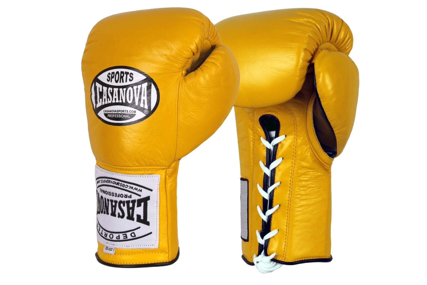 Casanova Boxing® Professional Lace Up Official Fight Gloves Yellow