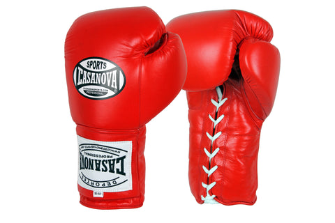 Casanova Boxing® Professional Lace Up Training Gloves - Red