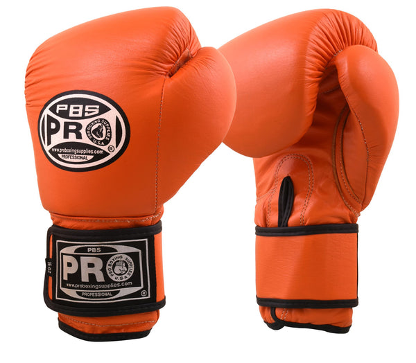 ProBoxing Classic Leather Training Gloves Orange Pro Boxing Supplies