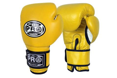 Pro Boxing® Classic Leather Training Gloves - Yellow